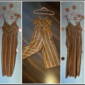 Fun and easy to wear caramel and cream jumpsuit